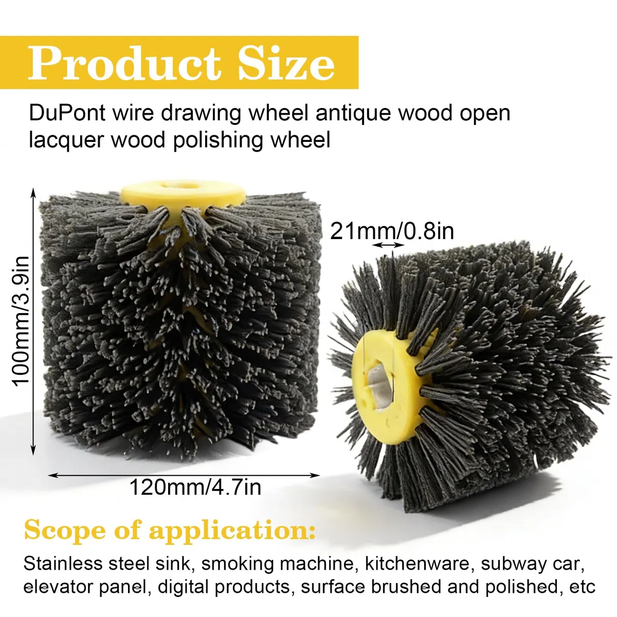 Schleifbürsten #120 Körnung, 120x100mm Nylonbürste Polierbürste zum Holzverarbeitung, Grit Bürsten Bristle Pinsel Borstenbürste für Satiniermaschine Drahtziehrad für Holz Winkelschleifer Bohrmaschine