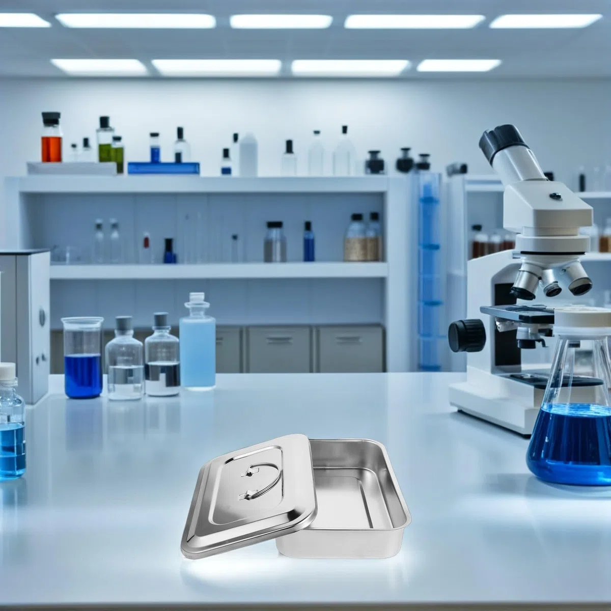 Tragbare Sterilisationsbox aus Edelstahl 2 Stück mit Deckel Rechteckige Medizinische Instrumentenschale Autoklavierbar für Klinik und Labor Rostfrei 24x16cm 30x20cm
