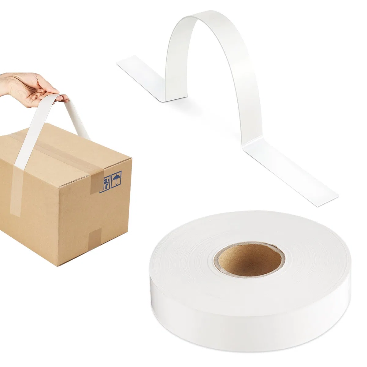 50 Stück Selbstklebend Tragegriffe,Aufklebbare Boxgriffe,Robuste Verpackungsgriffe für die Handhabung von Kartons und Säcken, Griff mit Schnallenriemen, 30 Pfund Traglast,60cm (50) (50 Stück)
