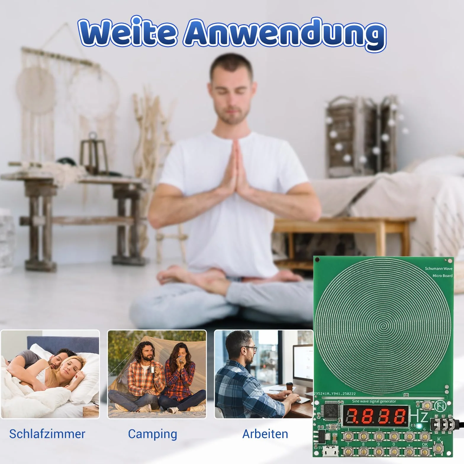 Schumann Frequenz Generator 7.83Hz einstellbar 0.1Hz bis 100000 Hz mit Display, USB-Anschluss Schumann-Resonanz Generator Naturresonanz für Raumharmonie Tragbar für Zuhause Büro Geschenk