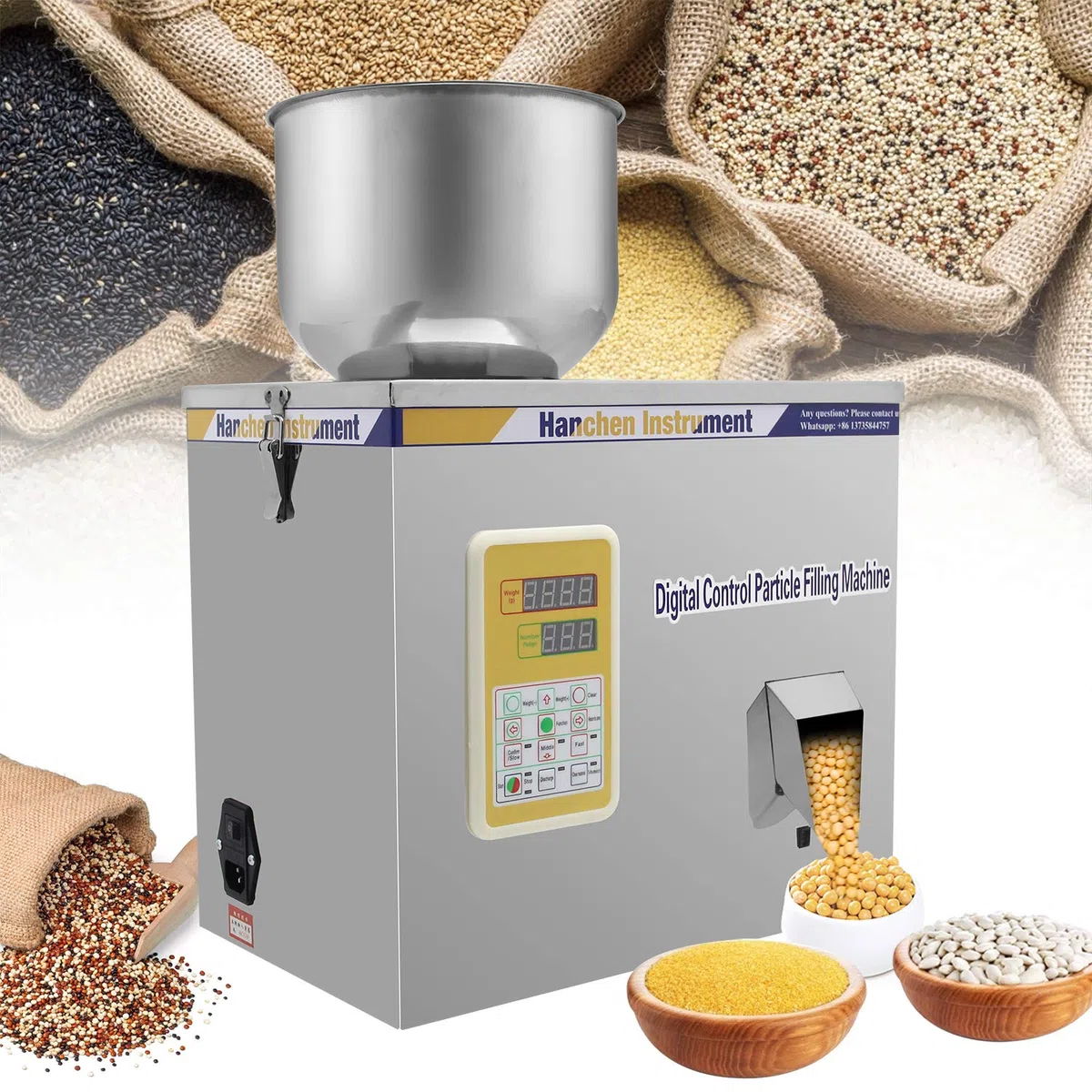 Hanchen 2-200g Pulver Füllmaschine Partikel Wiegemaschine Automatische Flasche Beutel Pulverfüller für Tee Samen Körner Pulver 220V