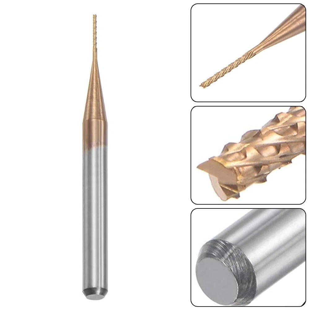 0,5 mm x 4 mm beschichteter Hartmetall-Schaftfräser für CNC- und PCB-Bearbeitung, 3,175 mm Schaft-Fräser für Holz, Kunststoff, MDF, Kohlefaser, Fiberglas
