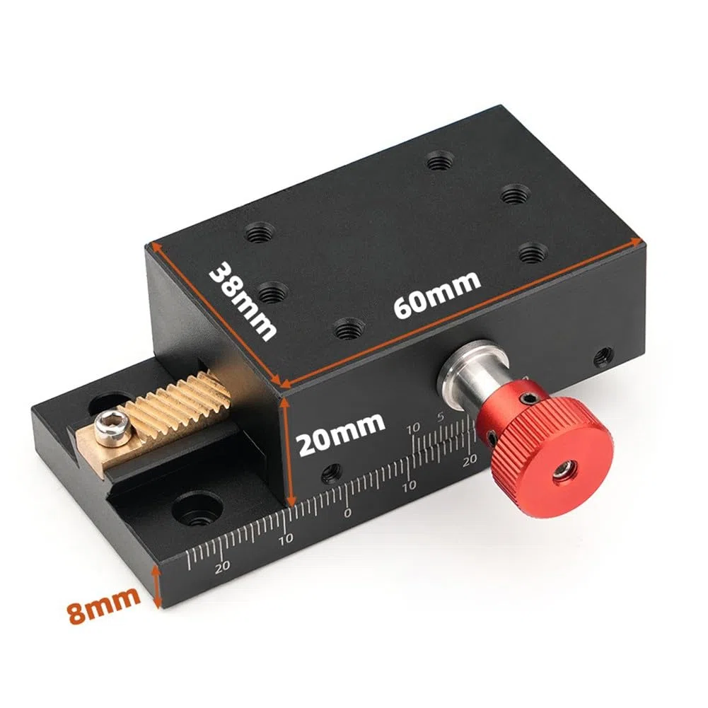 X-Achsen-Schwalbenschwanz-Rillenschieber, lineare Bühne mit Zahnstange und Ritzel, 40 mm Hub, CNC-Aluminiumlegierung für präzise Positionierung und Ausrüstungseinstellung, Schwarz