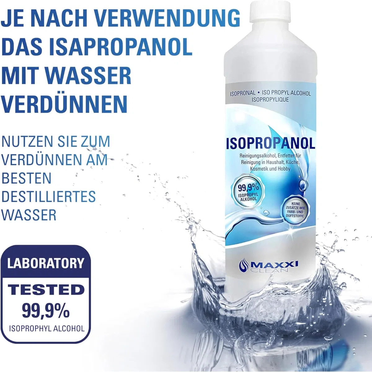 Maxxi Clean | 12x 750 ml reines Isopropanol (99,9%) Reinigungsalkohol | Fettlöser & Lösungsmittel | rückstandsfrei anwendbar zur Reinigung von elekt. Bauteilen, Schallplatten, Druckköpfen und mehr