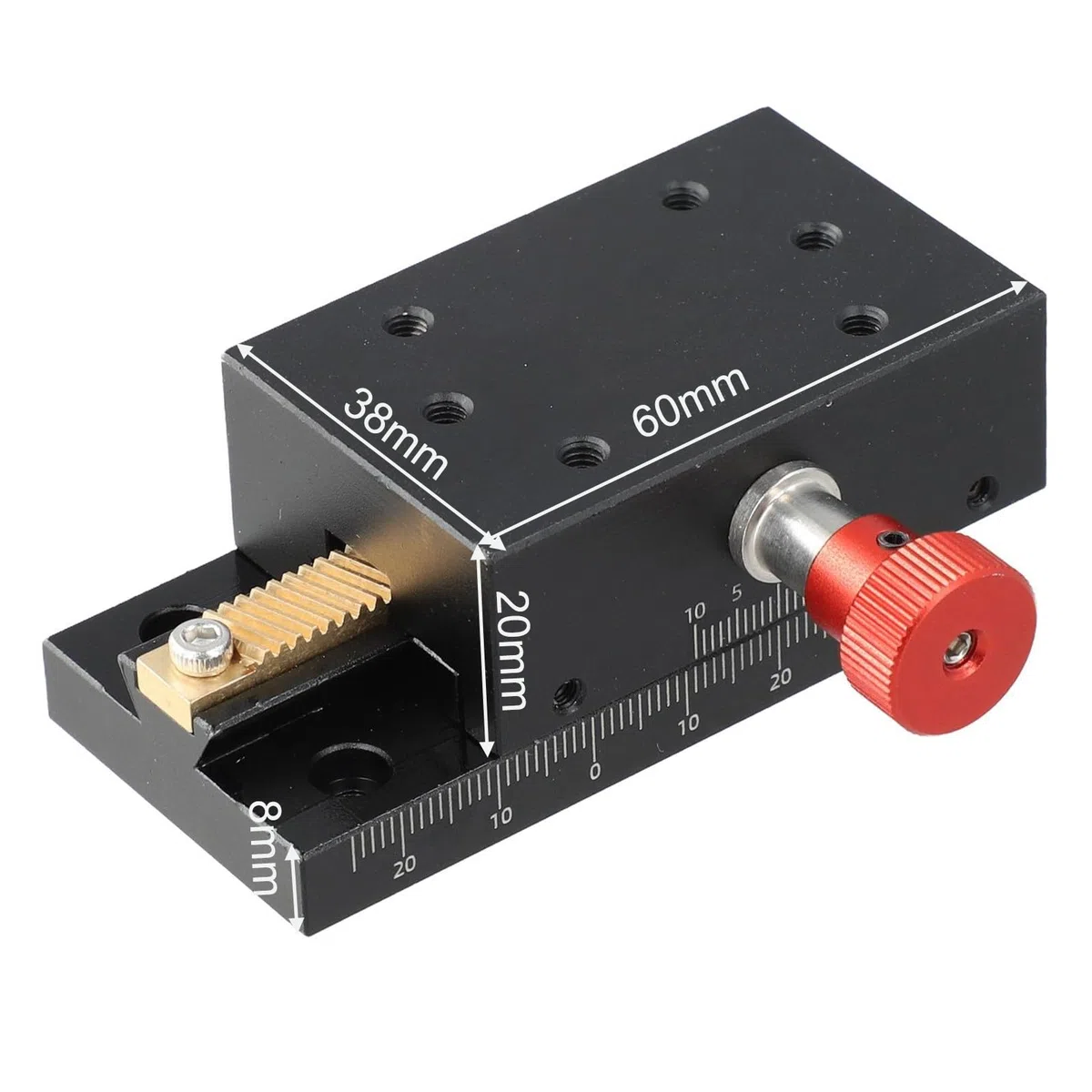 X-Achsen-Schwalbenschwanz-Rillenschieber, lineare Bühne mit Zahnstange und Ritzel, 40 mm Hub, CNC-Aluminiumlegierung für präzise Positionierung und Ausrüstungseinstellung, Schwarz