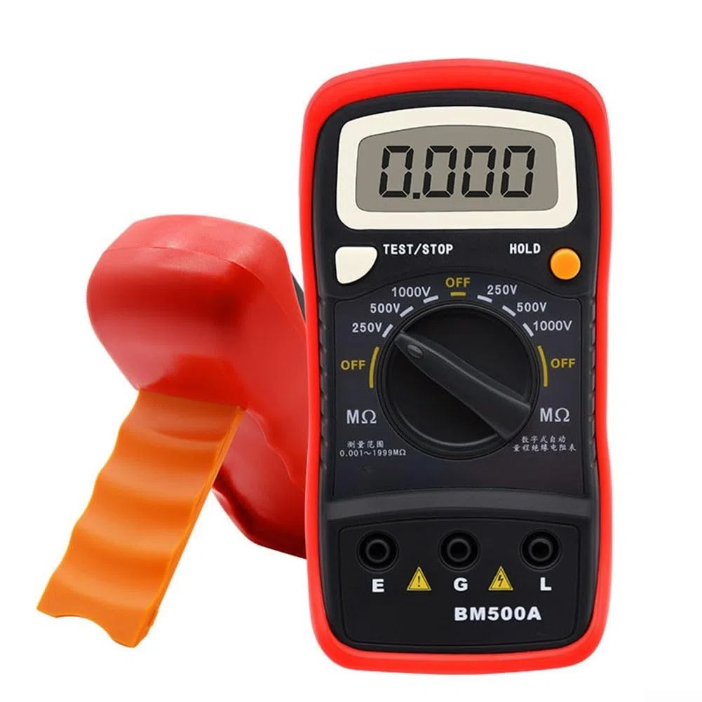 MH15 Digitaler Isolationswiderstandsprüfer mit LCD-Display, 100V/250V/500V/1000V Megohmmeter, 6000 Count Ohm Meter zur Messung von DC/AC Spannung, Widerstand,
