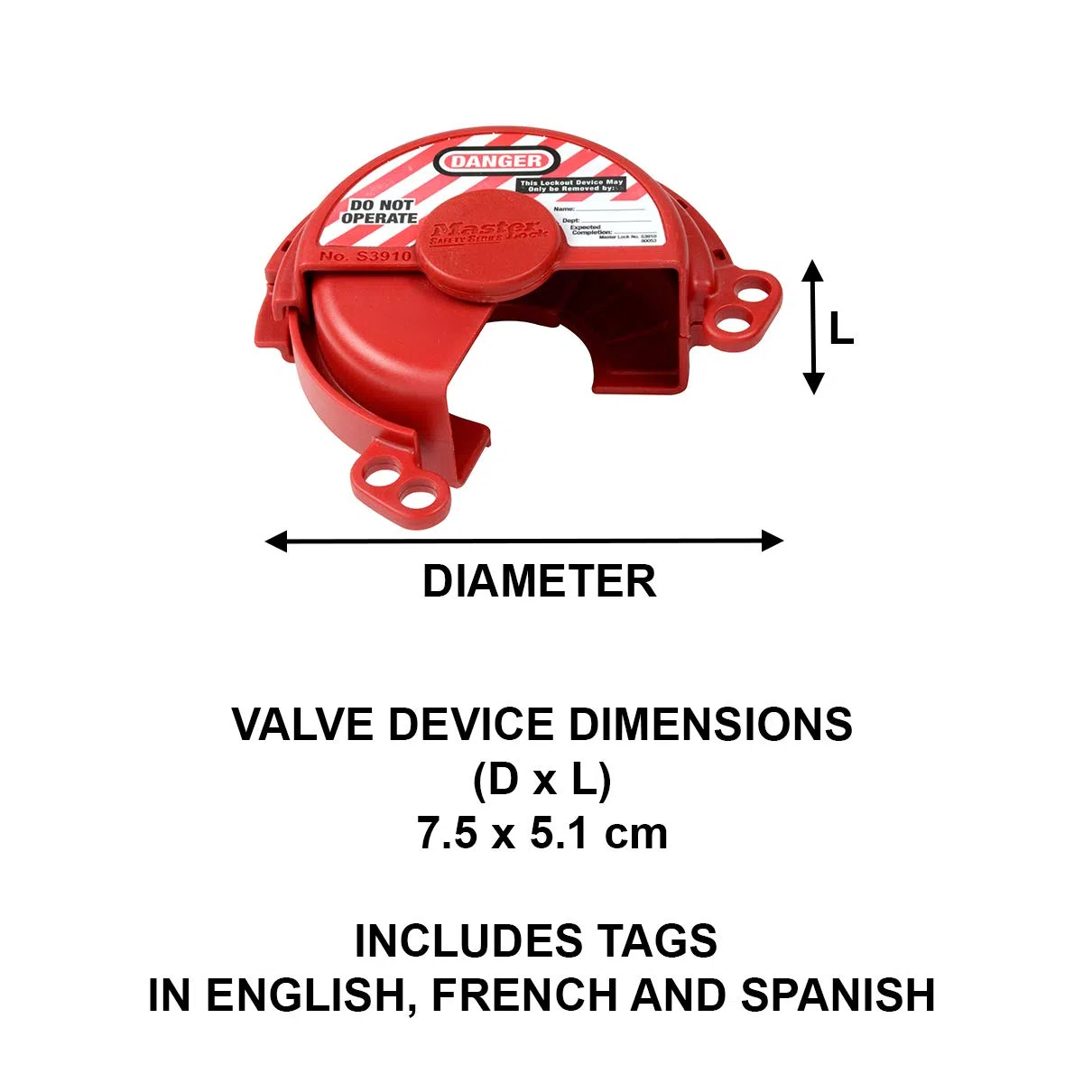 Master Lock S3910 Lockout Tagout Druckgasventil Lockout