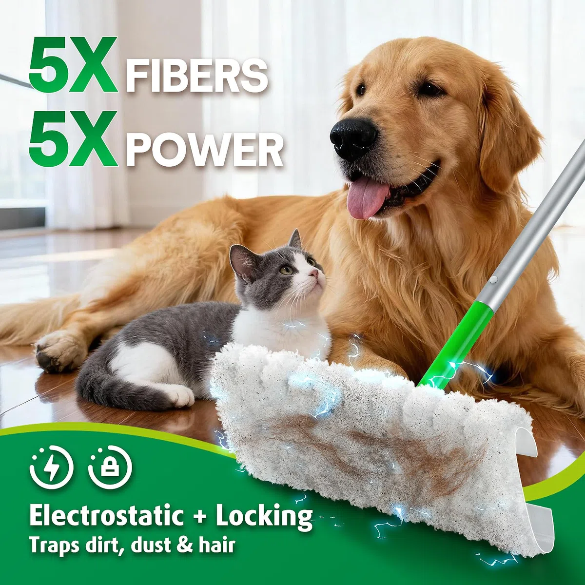 Verbesserte Einweg-Haustier-Mopp-Pads, kompatibel mit Swiffer Dry Sweeping Cloths, Staubwedel, Einweg-Reinigungswerkzeugen, 30 Stück