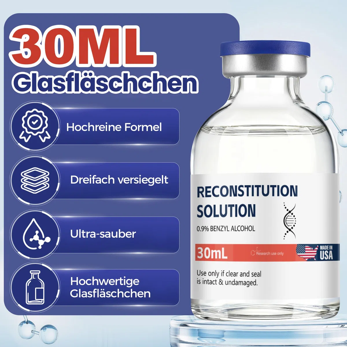Jawell 2 Stück - 30 ml, hochwertige Glasflasche, mit dreifacher Versiegelung