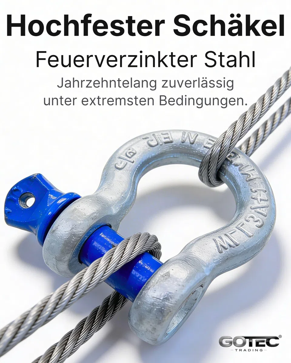 Hochfeste Schäkel 0,5t - 12t | Kleine & große Schäkel galvanisch verzinkt | Hochfest & zertifiziert | 6-fache Sicherheit | Schäkel 2t 4 Stück
