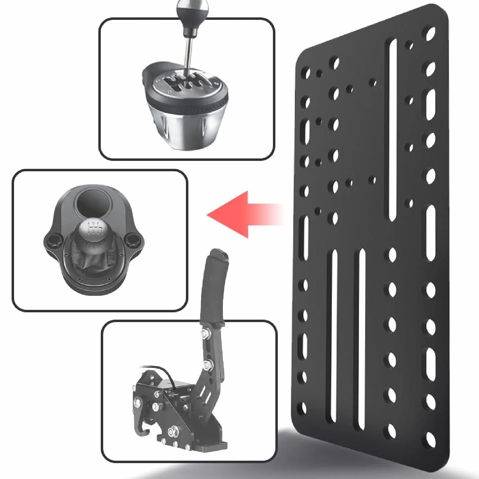 USB-Handbremsen-Halterung für Schreibtisch, Universal-Mehrloch-Adapter für SIM Racing Shifter G25 G27 G29 T500 Fahrkraft TH8A Spiel, stabiles Edelstahl-Installationszubehör