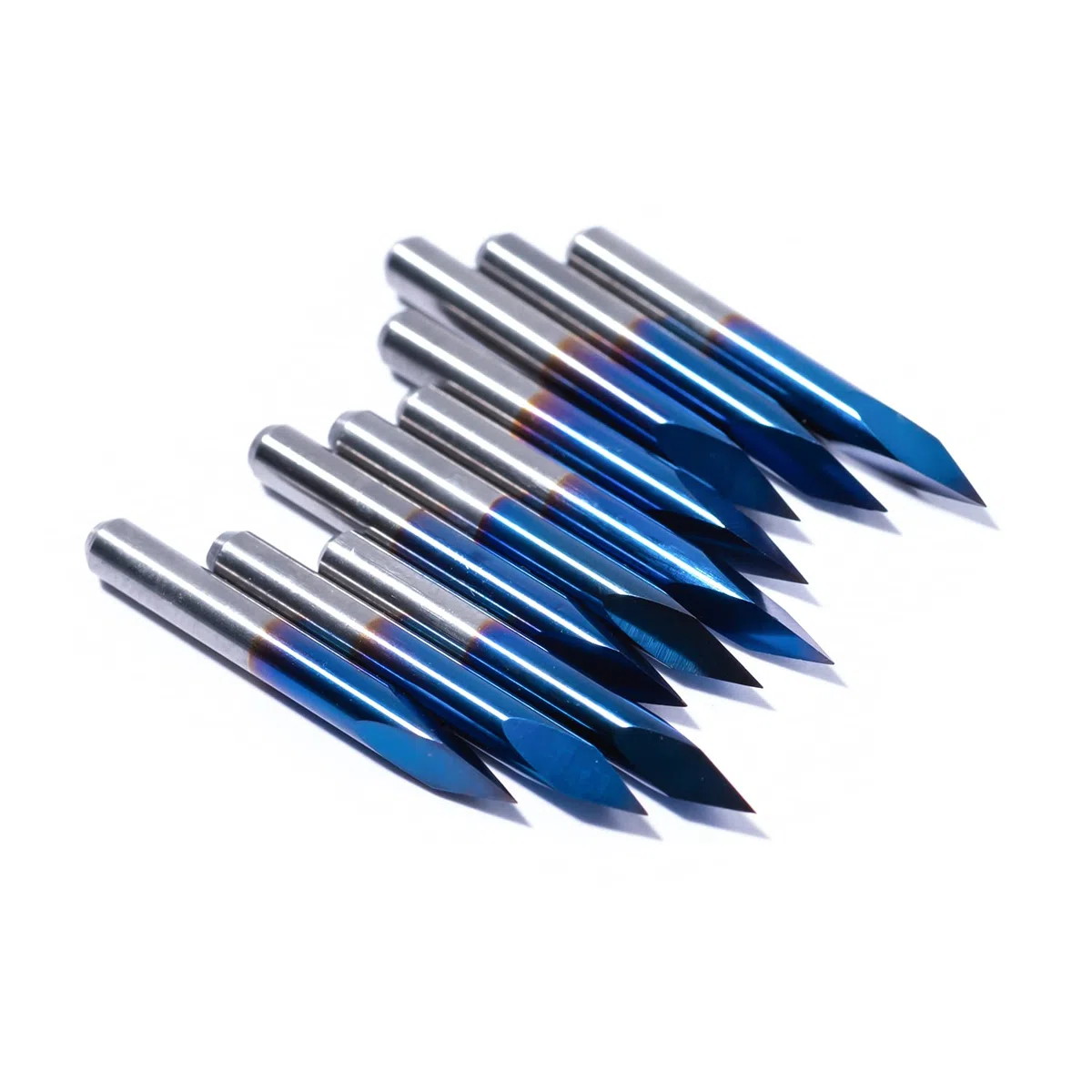 10-Stück 30 Grad 0.1mm V Fräser Spitze Gravierstichel in Pyramidenform Triangular Pyramid V-bit Nano-Beschichtung für Acryl, Holz, PVC, Gravur und Fräsen