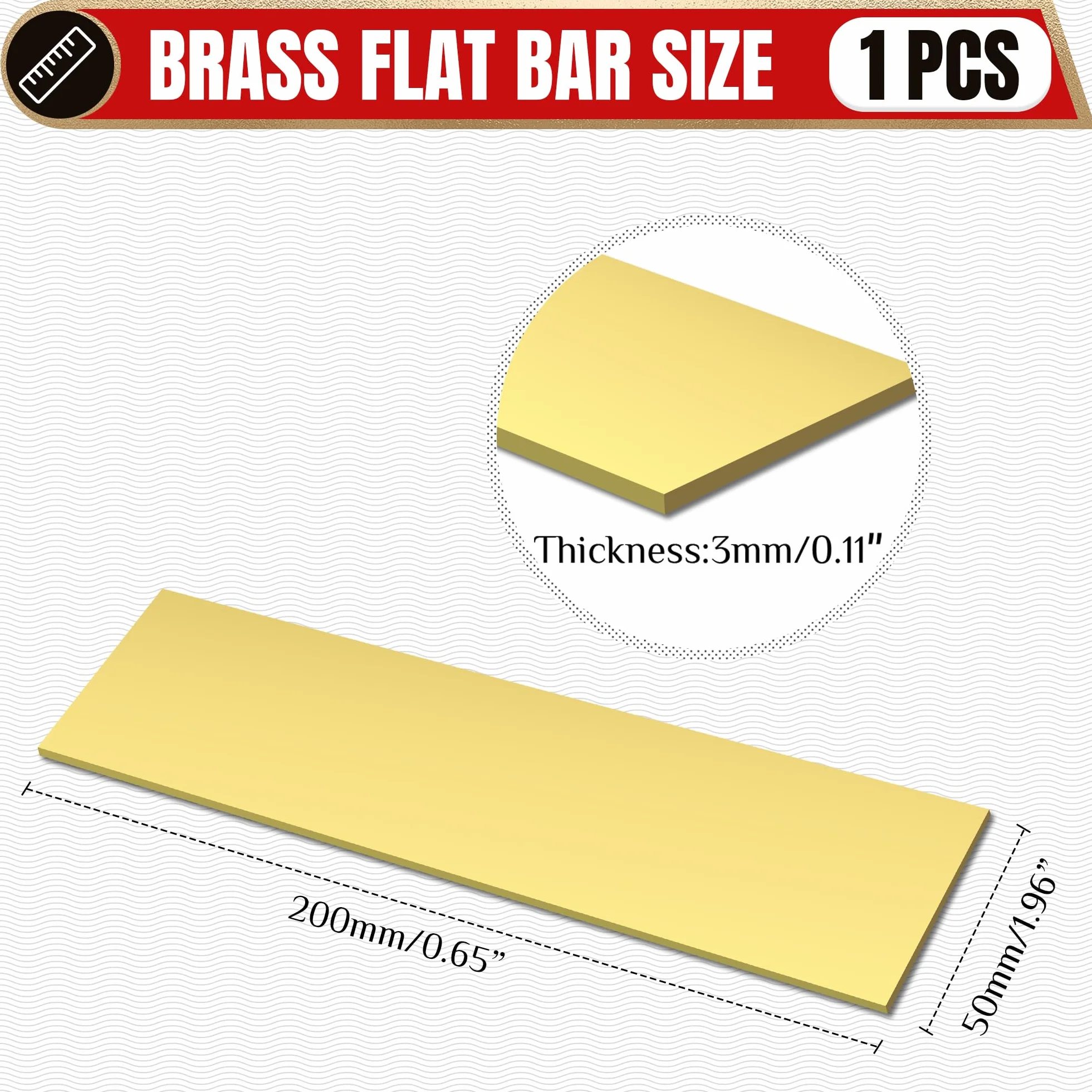 3mm Messing Flachstange, 50mm x 200mm Brass flat plain, Messing Flachprofil für Modellbau, DIY Projekte, Bastelarbeiten und Handwerk