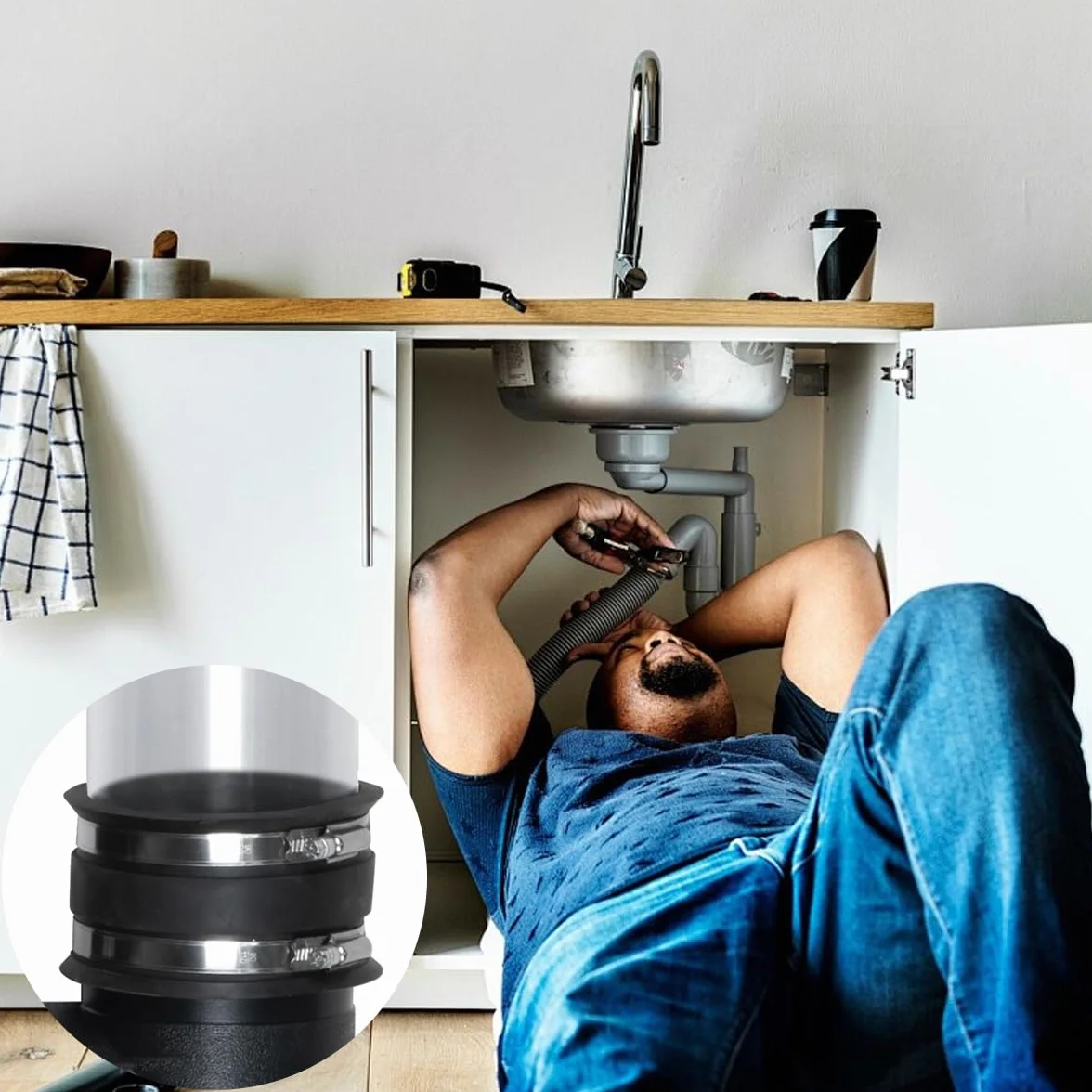 2 Stück 150mm Flexible Gummi Muffe, Flexible Gummimuffe Gummikupplung mit Edelstahlschellen, Ø150mm Rohrverbinder für Rohrventilator, Lüftungssystem Lüftung Rundrohr Ventilation Lüftungskanal