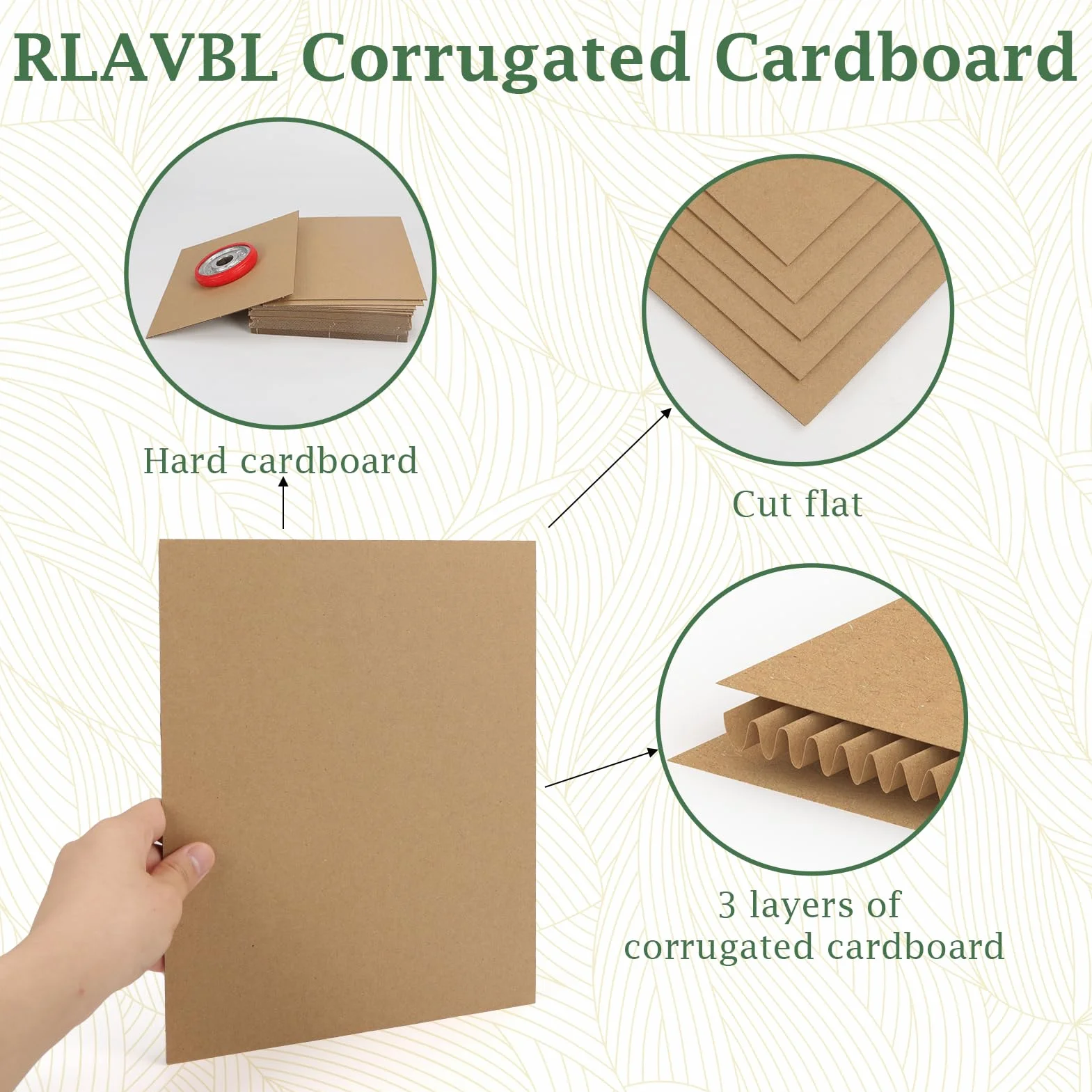 RLAVBL 50er Packung A3 Wellpappe in Braun - Vielseitig für DIY und Verpackung, hochwertig und langlebig, ideal für kreative Projekte und Verpackungsbedürfnisse