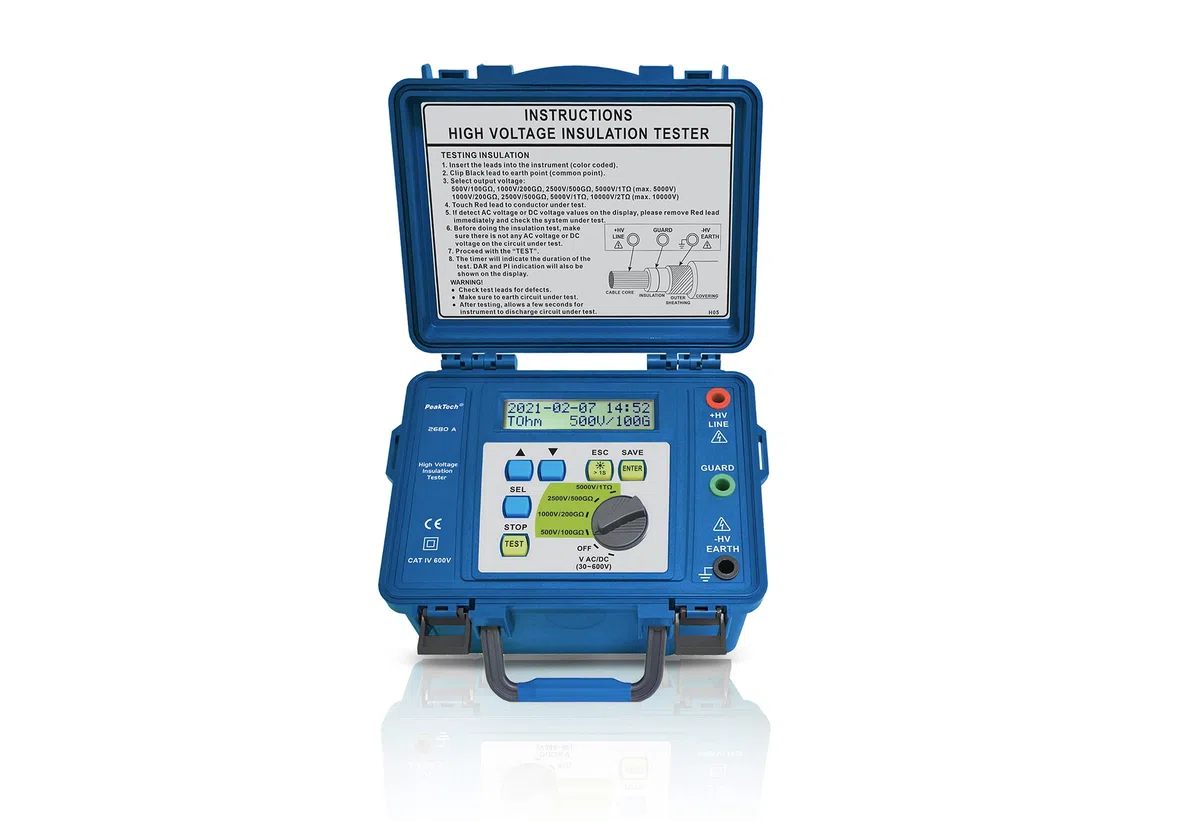PeakTech 2680 A - HV Isolationsmessgerät 1TΩ 500V 1000V 2500V 5000V