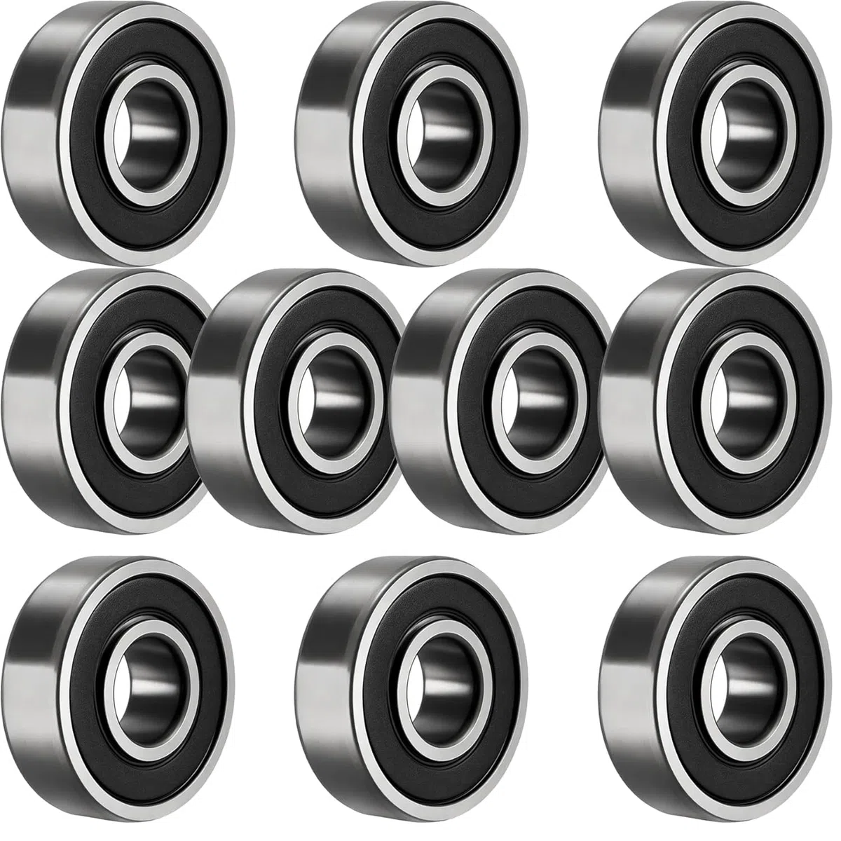 10 Stück 6205-2RS Kugellager Abgedichtet 25x52x15mm Vorgeschmiert/Chromstahl/Gummi Doppeldichtung, 6205RS Rillenkugellager