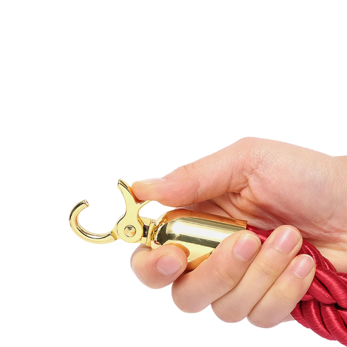 Kaffeebraune Absperrkordel mit goldfarbenem Haken, Sicherheitsseil für Personenleitsysteme, Event-Eingänge, Warteschlangen, Eröffnungen, Hochzeiten, Hotels, Partys(Size:1.5 m / 4.92 ft)