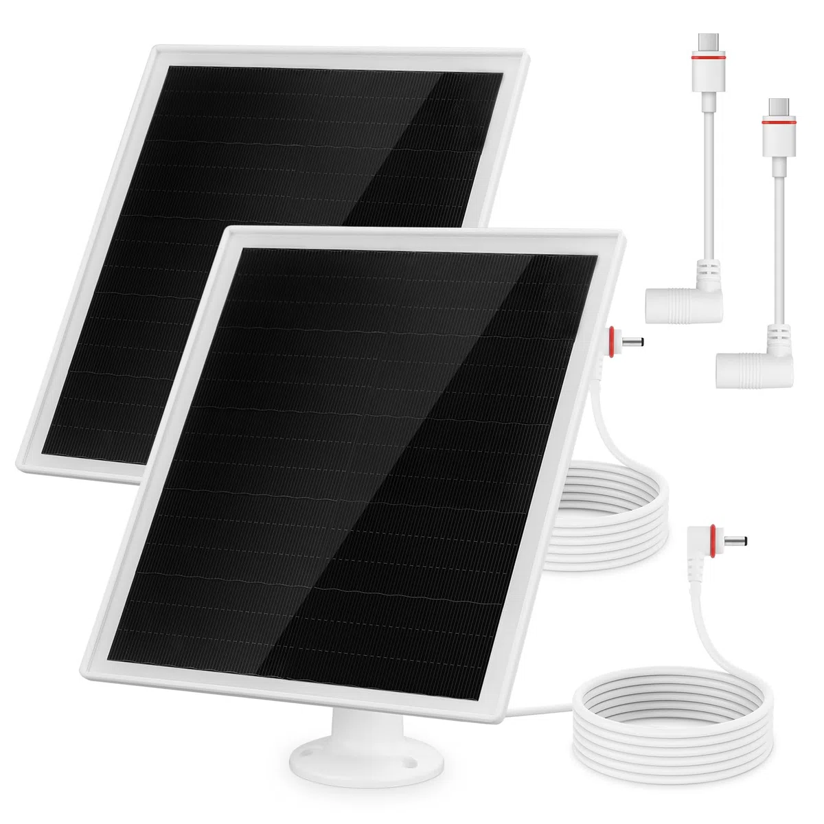 6W Solarpanel für Ring Kamera, Überwachungskamera Solarpanel mit 360° Einstellbares, IP66 Wasserdicht, Monokristallines Solarpanel mit 9,8 Kabel für Außen, 2 Pack