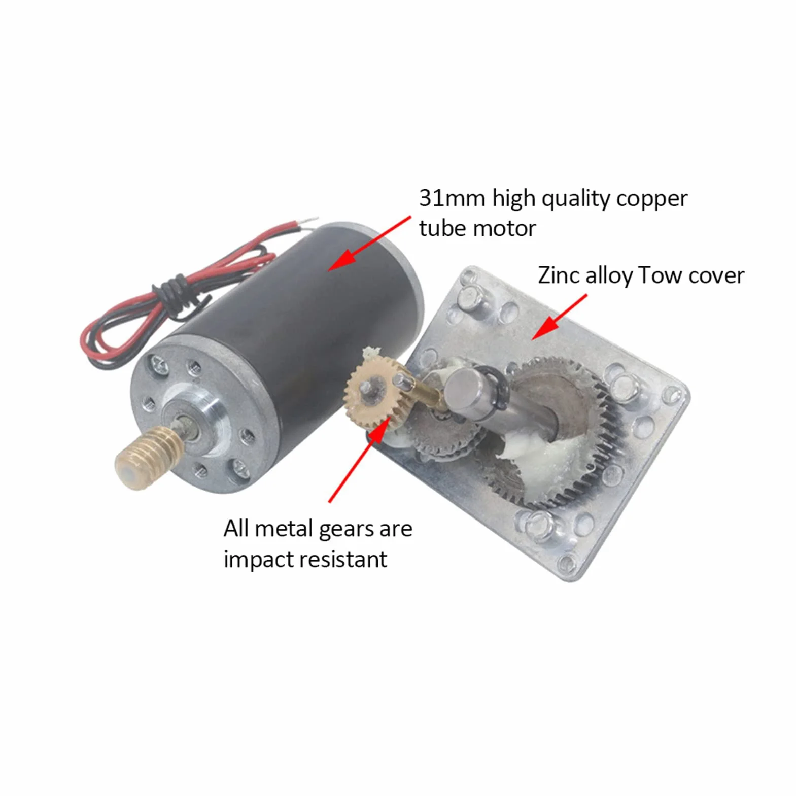 Pissente DC Getriebemotor, 12V, 8mm Welle, 12 U/min, Reversibel, Hoher Drehmoment