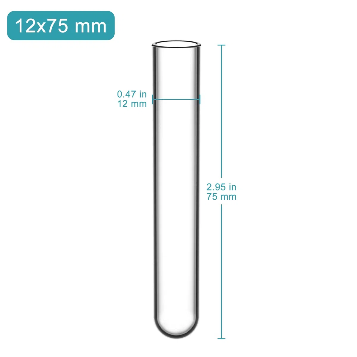StonyLab 50 Stück Reagenzgläser Glas, 50er Pack Test Tubes Borosilikatglas Rundboden Reagenzglas, 12mm OD X 75mm Länge