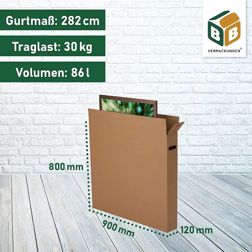 BB-Verpackungen 5 x Bilderkarton 900 x 120 x 800 mm (2-wellig, Bilderkarton braun)