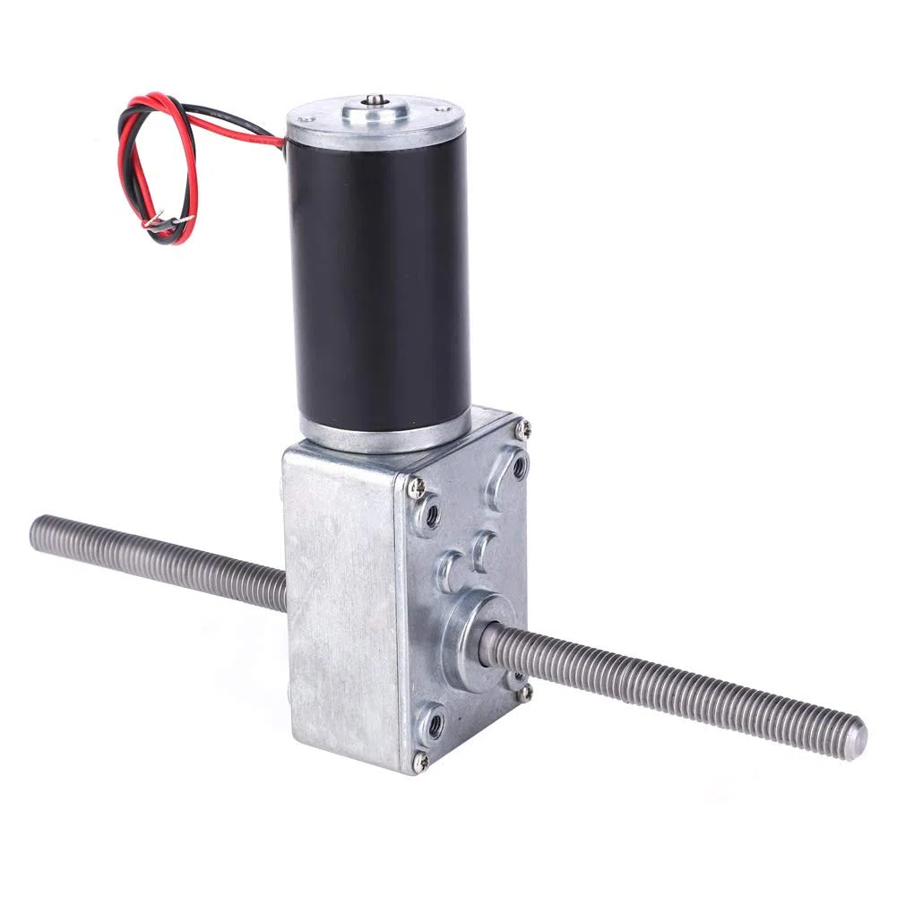 12V Getriebemotor mit hohem Drehmoment, M8 Doppelwellen Schneckengetriebemotor, doppelter rechter Untersetzungsmotor, zwei gerade Zähne(Reduction Ratio 670)