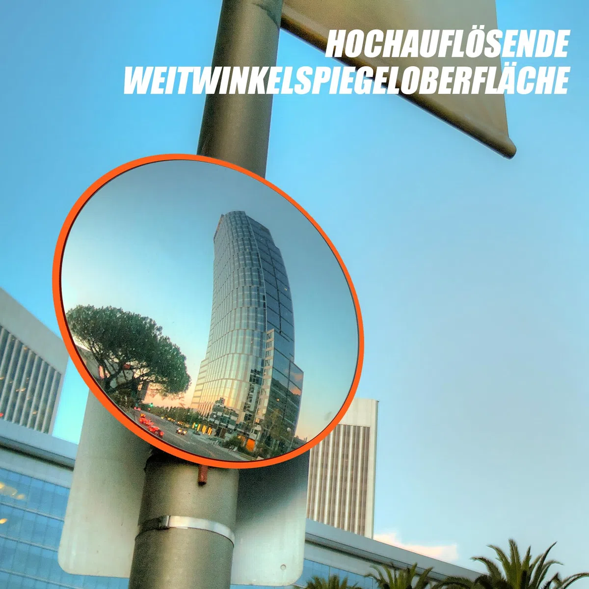 60 cm Extra Großer Verkehrsspiegel – Professioneller Konvexspiegel für Innen & Außen – Breites 130° Panorama-Sichtfeld für Höfe, Lagerhallen & Parkplätze