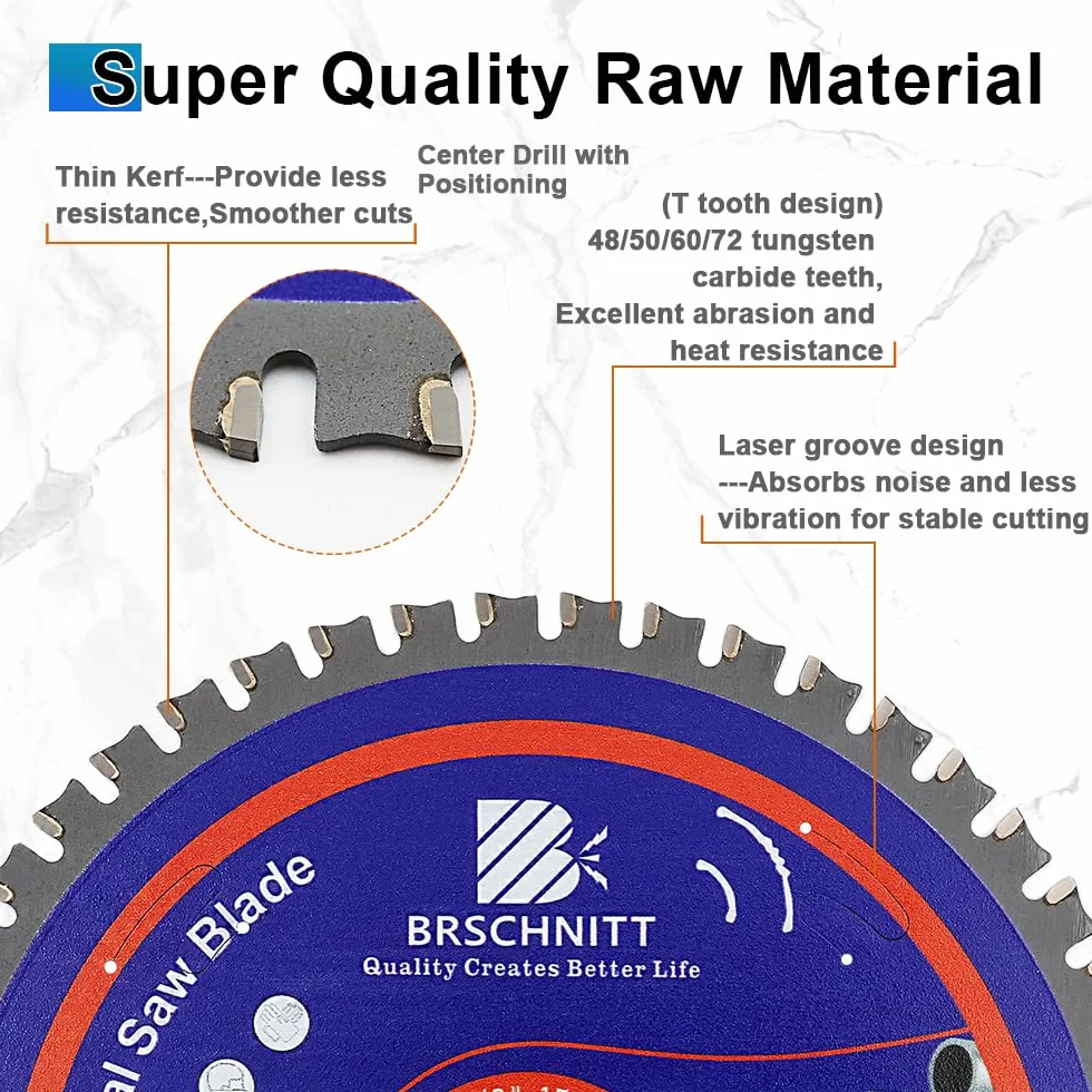 Kreissägeblatt Metall 165mm - BRSCHNITT 48T TCT Metallkreissägeblatt zum Schneiden von Eisen, Eisenrohren, Winkeleisen, Metall, für Kreissäge und Kappsäge,Bohrung:20/15.875MM