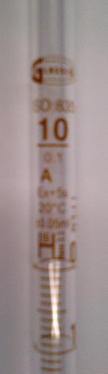 Laborglas mit abgestufter Pipette, Klasse A, 10 ml