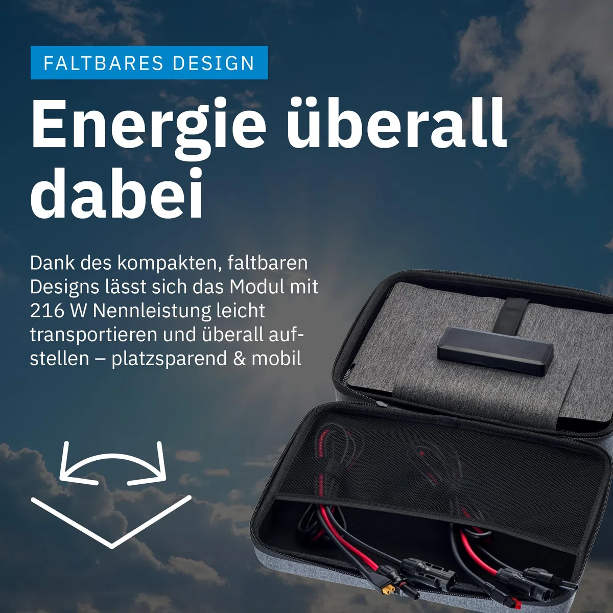 ECTIVE - Solarpanel faltbar MSP 216 SunGrid – Klappbares Solarmodul 216W mit USB-A & -C Anschlüssen - Tragbare Solartasche mit Kabel für BlackBox/AccuBox – Für Camping, Wohnmobil, Outdoor & Festival
