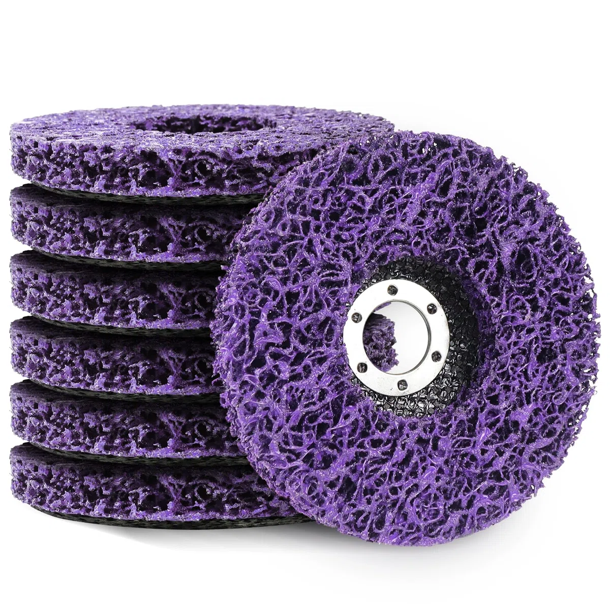 CSD Scheibe 125mm Grob Reinigungsscheiben 7 STK CSD Scheibe 125mm Schleifscheiben für Winkelschleifer Rost Entfernen Rostentferner für Ntfernen Sie Farbe, Rost (Lila, 7, Mittel)