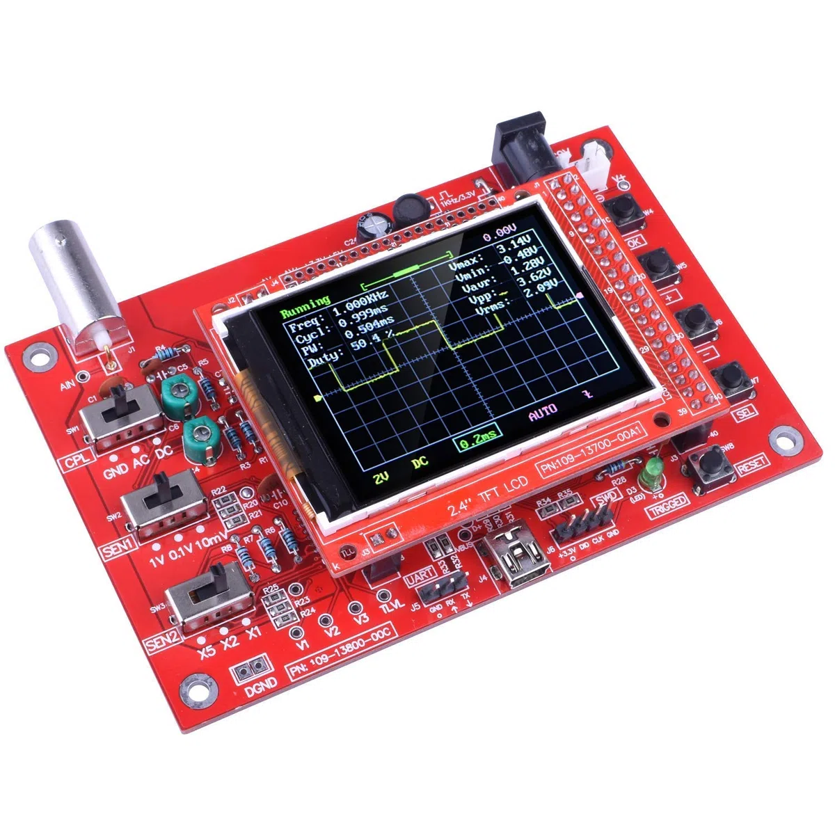ARCELI Digitaloszilloskop-Kit im Taschenformat, Open Source, 2,4-Zoll-TFT, 1 MSP mit Sonde, zusammengebaute Version (Geschweißt)