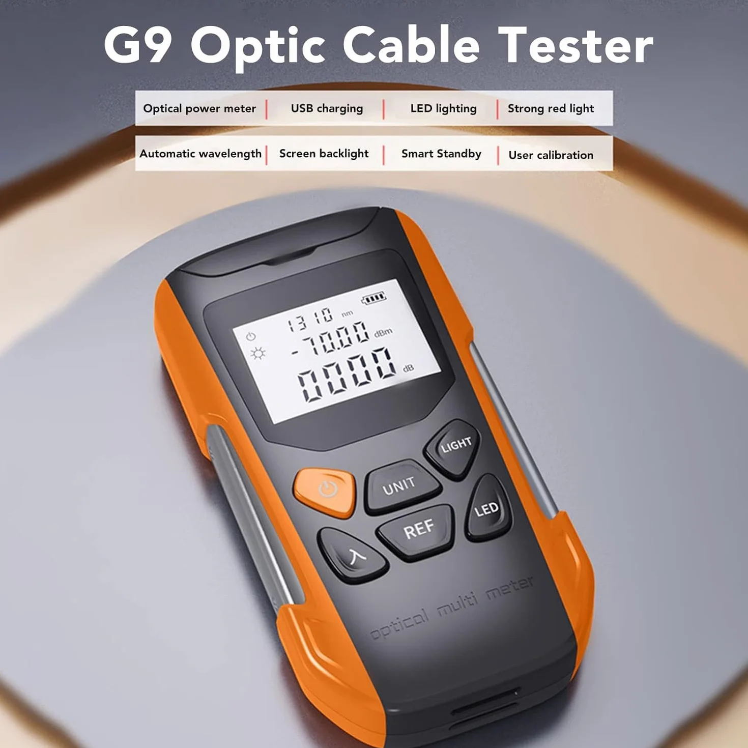 Optisches Leistungsmessgerät, 3-in-1 Optischer Leistungsmesser Mit RJ45 Tester, LED-Licht, OPM Glasfaser Tester LWL Glasfaserkabel Testers mit universelle FC/SC/ST-Schnittstelle