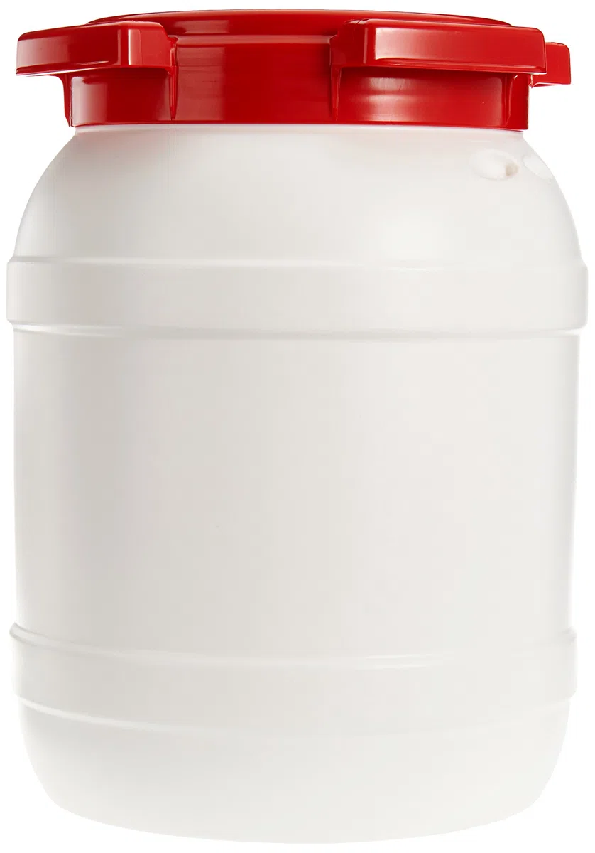 neoLab HDPE Weithalsfass mit Schraubdeckel, Weiß/Rot, 6.4L Kapazität
