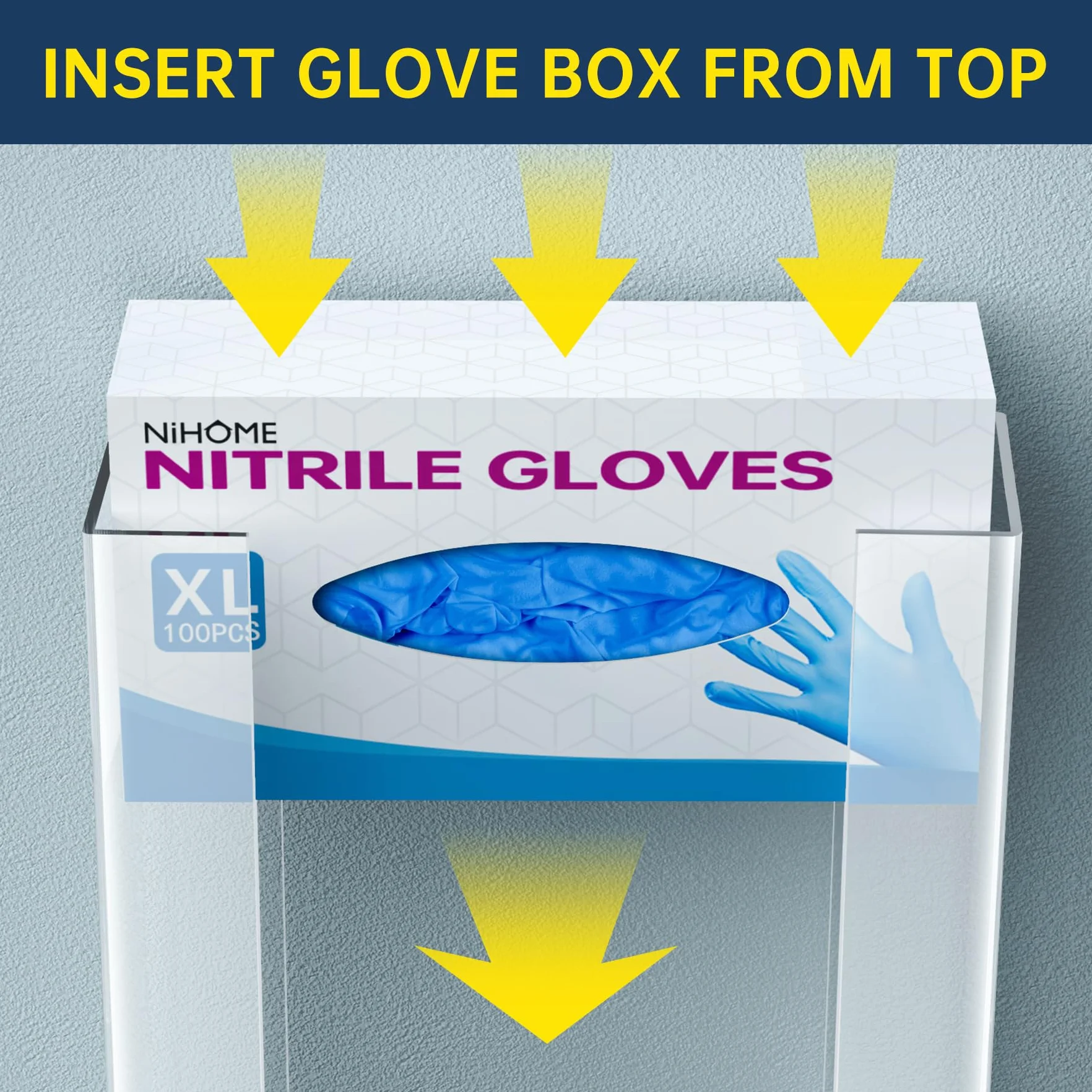 NiHome Wandhalterung für Handschuhhalter（für 3 Boxen）, Acryl Handschuh Halter für Einweg-Handschuhe und Tücher, platzsparender Handschuhspender für Küche, Bad, Labor und Garage