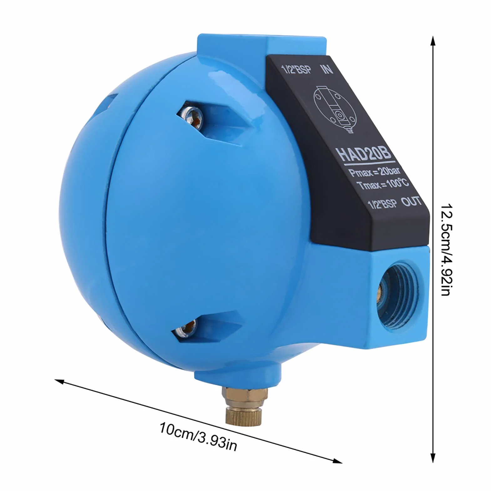 Automatisches Kondensat, Mechanisches Rundes Schwimmer-Ablassventil, 1/2BSP, 400 L/h, 20 Bar, Schwimmerablauf, Rundes Schwimmer-Ablassventil, 1 Stück HAD20B