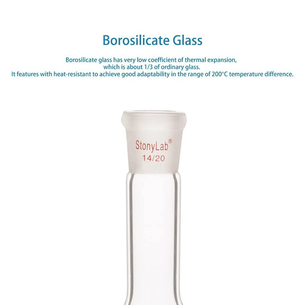 stonylab Borosilikatglas-Trocknungsrohr-Adapter, Zwei 14/20 Verbindungsstücke, Gerades Trocknungsrohr für Laborzwecke