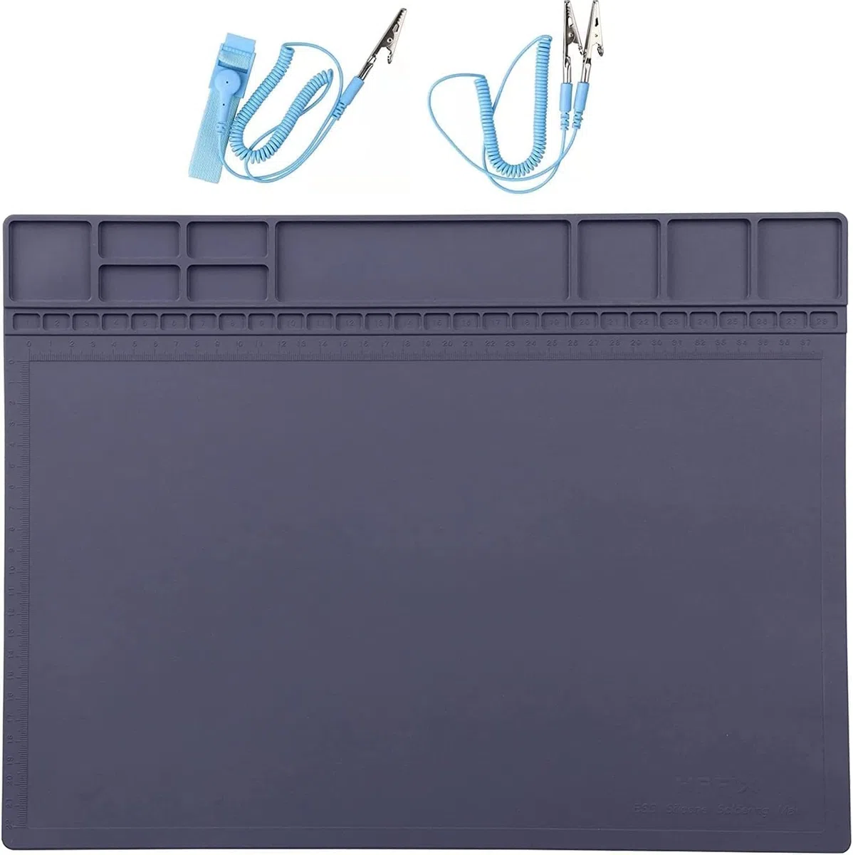 HPFIX Anti-Statik-Matte für Elektronik, Premium hitzebeständige ESD sichere Lötmatte mit ESD-Armband und Erdungskabel für Computer, Laptop, Handy und iPad Reparaturen