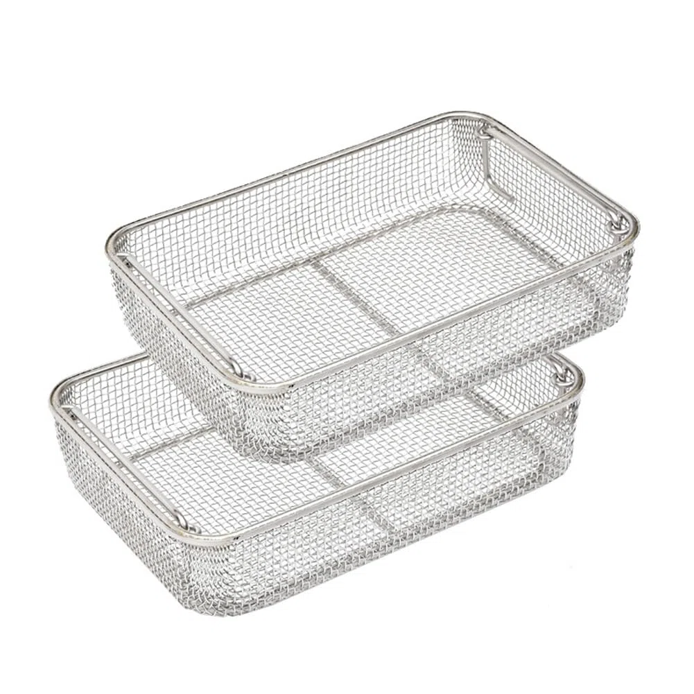 2PCS Instrument Tablett Medizinische 304 Edelstahl Mesh Perforierte Körbe Waschen Korb Instrumente Dental Instrumente Labore Organizer (Size : 40cm*30cm*7cm)
