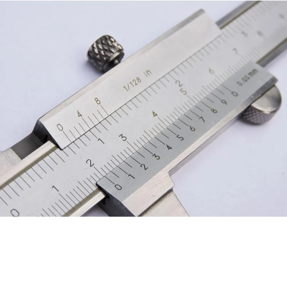 STEINLE 1102 Taschen Messschieber 150 mm mit Feststellschraube, Ablesung: 0,05 mm DIN862 - inkl. Gewindetabelle