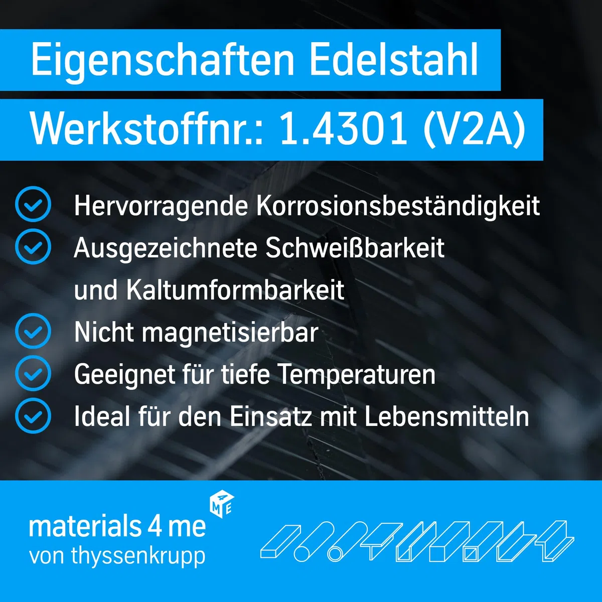 thyssenkrupp Edelstahlrohr – Rundrohr Edelstahl V2A geschweißt – K240 geschliffen – Werkstoff 1.4301 / AISI 304 – Ø 42,4 x 2 mm, 2000 mm Länge
