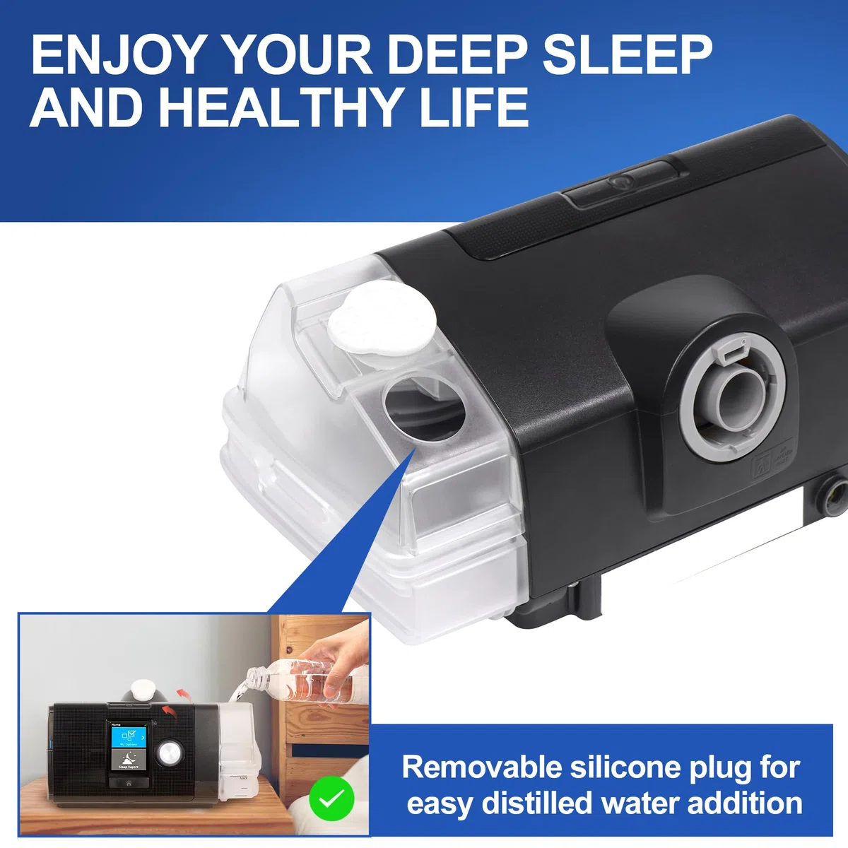 Ersatz-Wasserkammer für AirSense 10, Wassertank für aircurve 10 mit Einfüllöffnungen, Hochwertiges CPAP Zubehör von BlessEase
