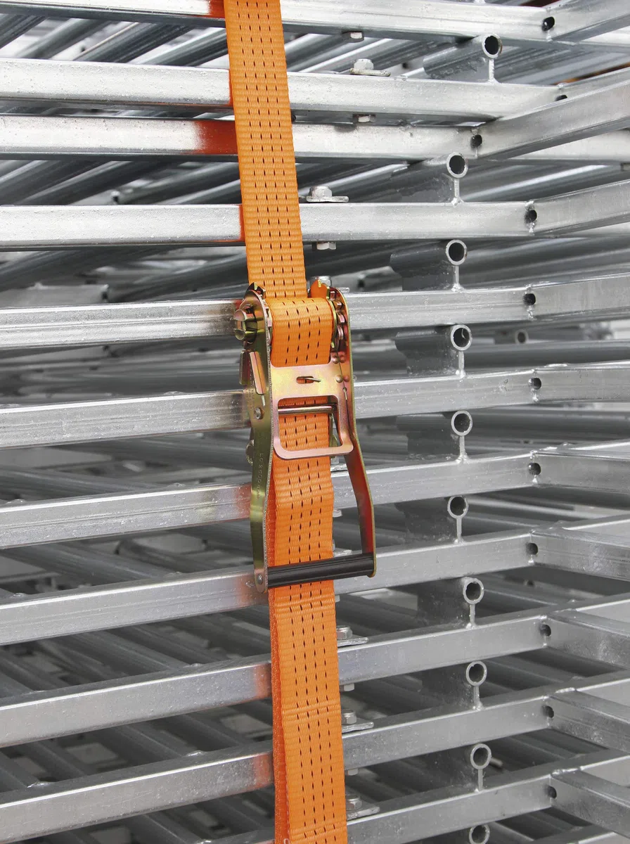 Kerbl works Ratschenzurrgurt mit Spitzhaken, Spanngurt, 2-teilig, orange, 15 m x 50 mm, Polyestergewebe, Vorspannkraft 280 daN, GS-geprüft