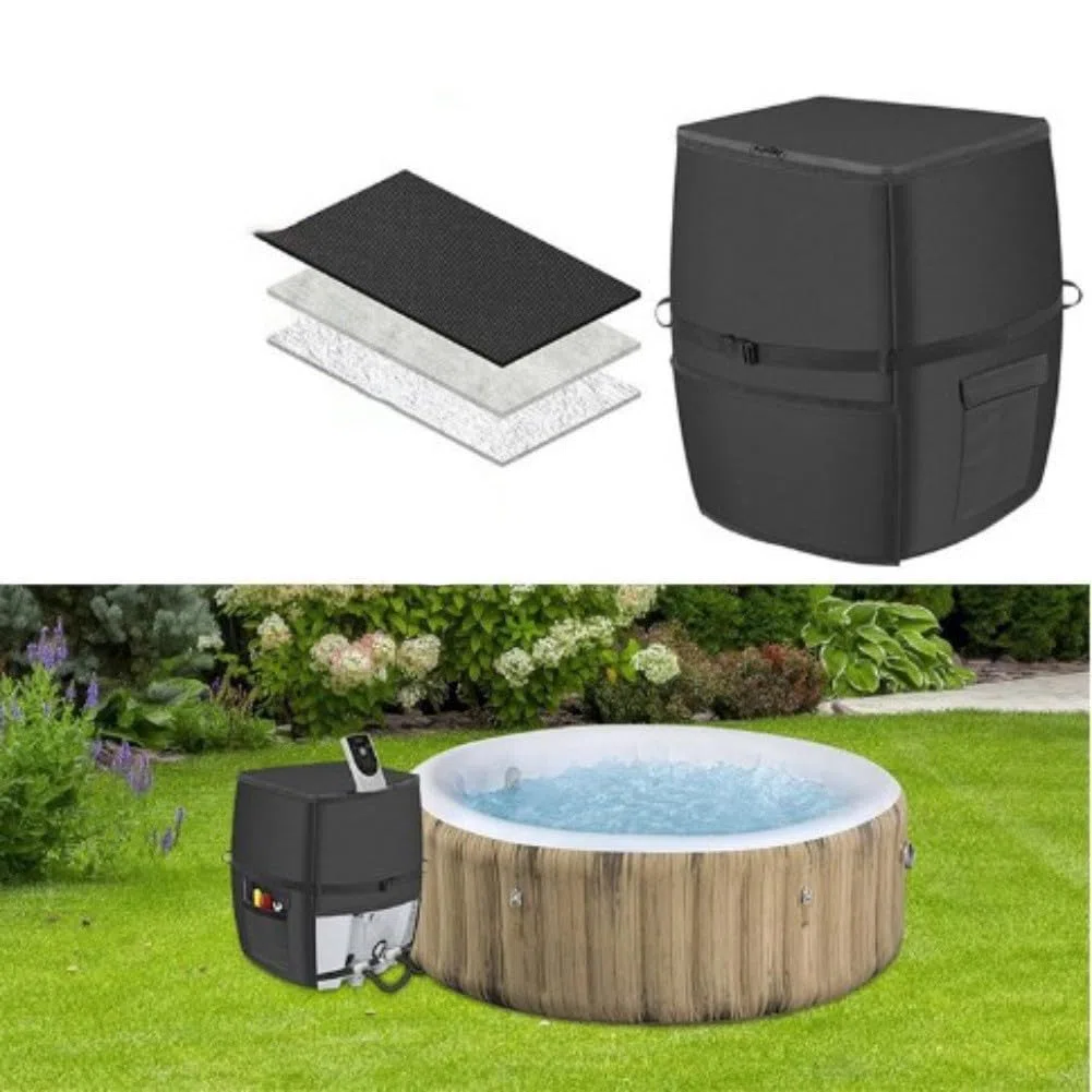 Spa-Heizungspumpenabdeckung, Wannenpumpenabdeckung für Lazy Spa, wasserdicht, staubdicht, isoliert, Schutz, für Wannen-Ausrüstung mit Öffnung oben (grau 43 x 38 x 54 cm)