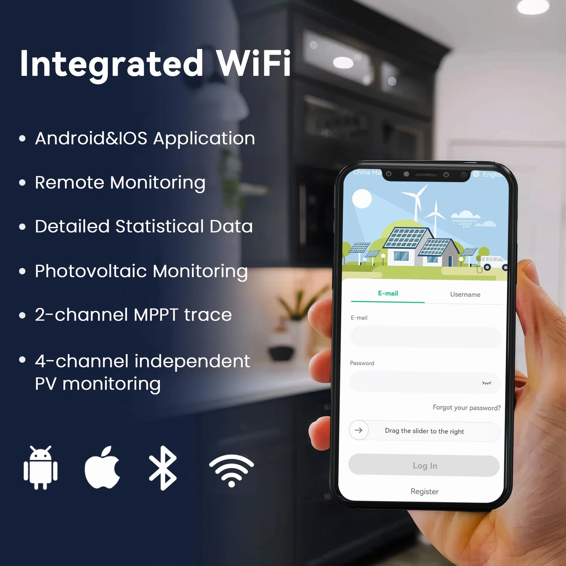 RC Mikrowechselrichter 2000W für Balkonkraftwerk, 26-60V DC Eingang pro Kanal, 99.8% MPPT Inverter, unterstützt WiFi, App Fernüberwachung, IP67, 0% Mehrwertsteuer