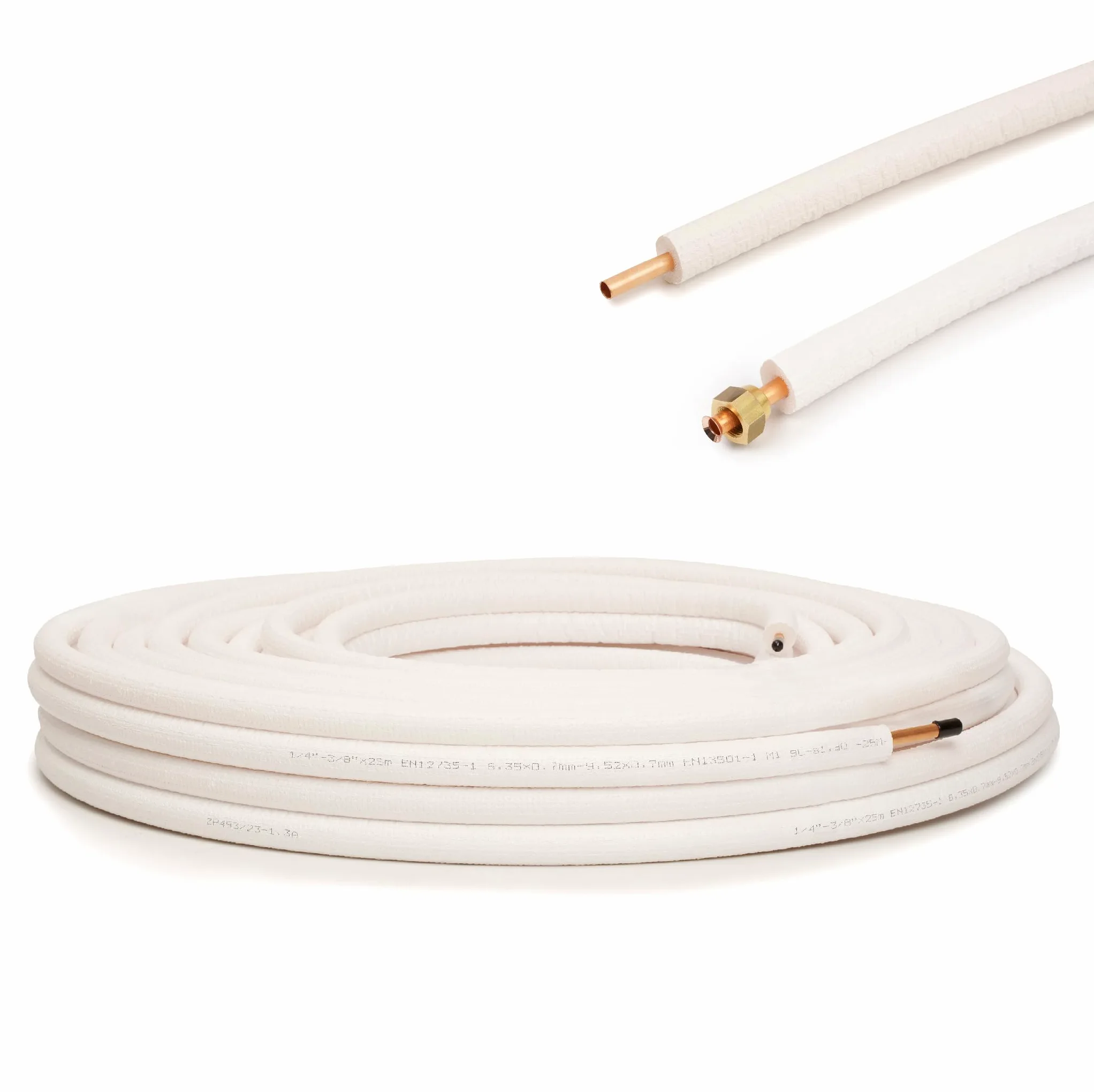 Kältemittelleitung Kupferrohr 1/4"+3/8" Einzeln mit Bördelung 17m