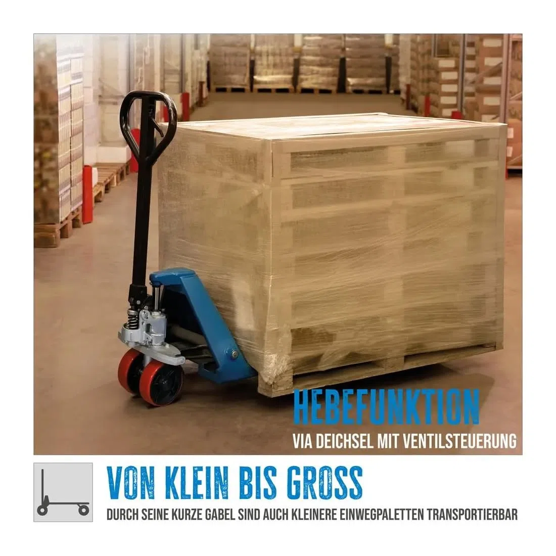Güde Transport Hubwagen, Gabelhubwagen, Palettenwagen, GHW 2500-80 PU, 2500 kg, Gabellänge 800 mm