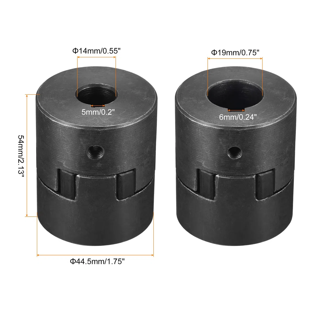 sourcing map Flexible Kupplung Welle 14mm bis 19mm Motor Kupplungsgelenk 54mm L x44.5mm OD