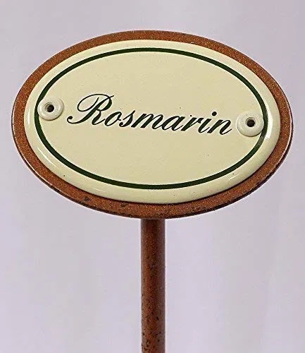 Kräuterschild Kräuterstecker Emaille, Rosmarin, Erdspieß 25 cm